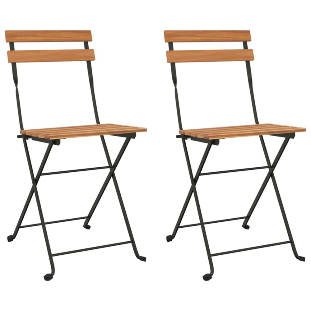 Folding Bistro Chairs 2 pcs Solid Wood Teak and Steel - anydaydirect