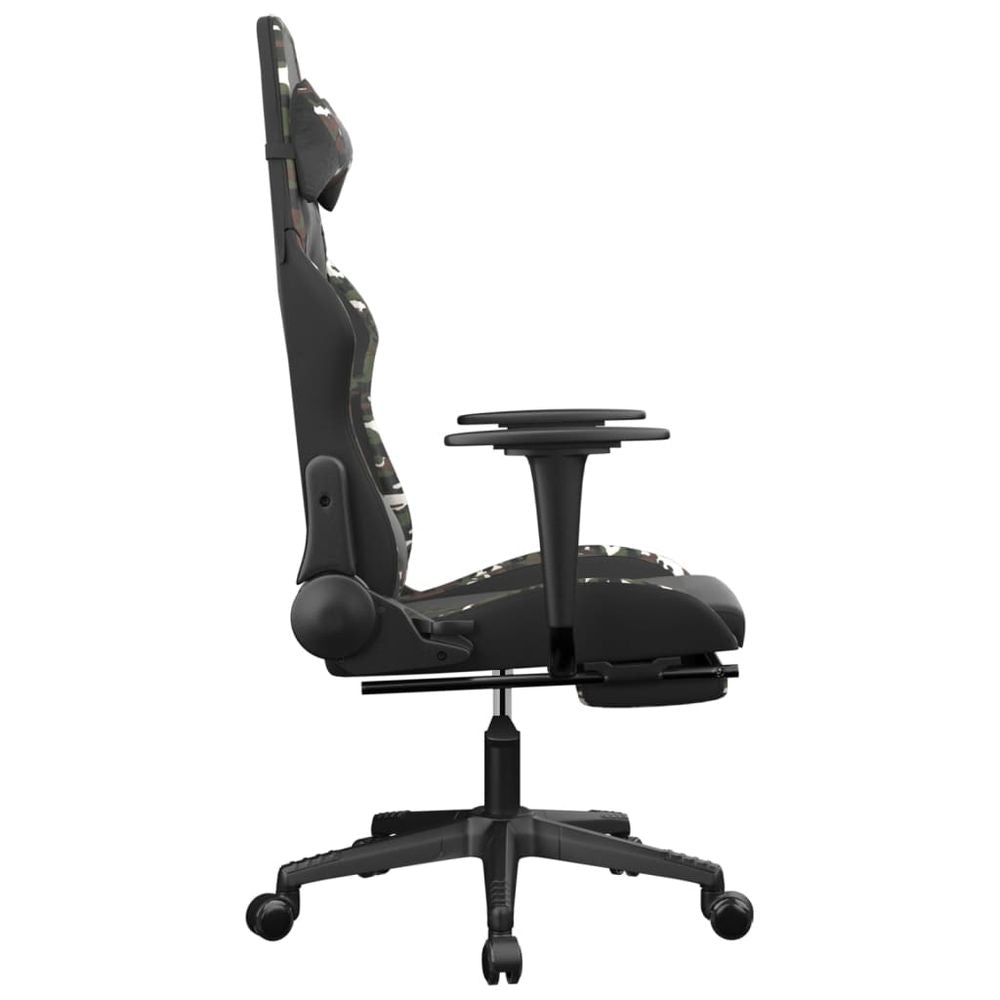 Massage Gaming Chair with Footrest Black&Camouflage Faux Leather - anydaydirect