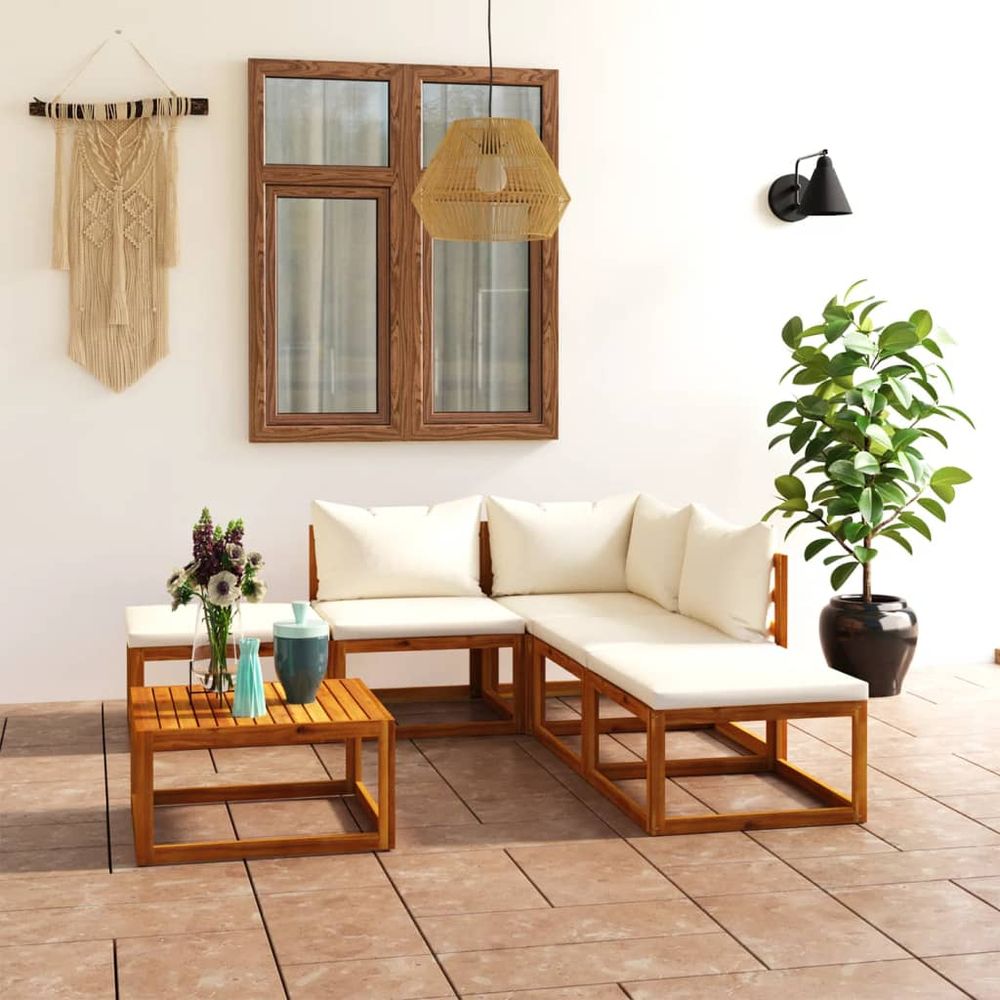 6 Piece Garden Lounge Set with Cushions Solid Wood Acacia (UK/IE/FI/NO only) - anydaydirect