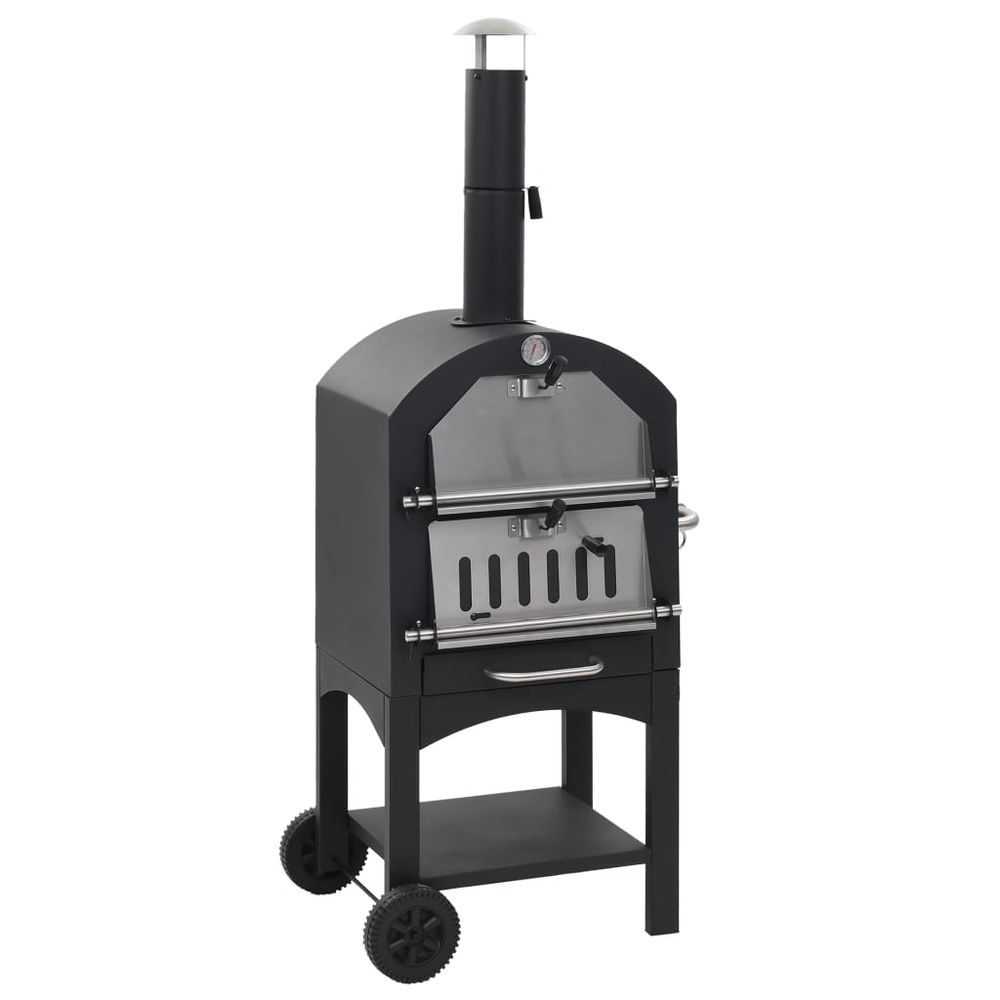 Charcoal Fired Outdoor Pizza Oven with Fireclay Stone - anydaydirect