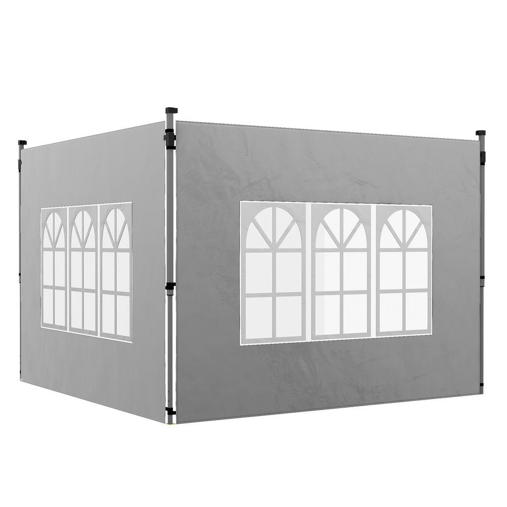 Outsunny Gazebo Side Panels for 3x3(m) or 3x4m Pop Up Gazebo, 2 Pack, Grey - anydaydirect