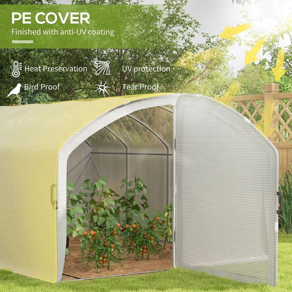 Outsunny 4 x 3 x 2m Polytunnel Greenhouse with Door, UV-resistant PE Cover - anydaydirect