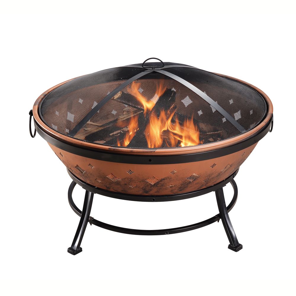 Garden Large Wood Burning Bowl Fire Pit, Outdoor Log Burner Firepit - anydaydirect