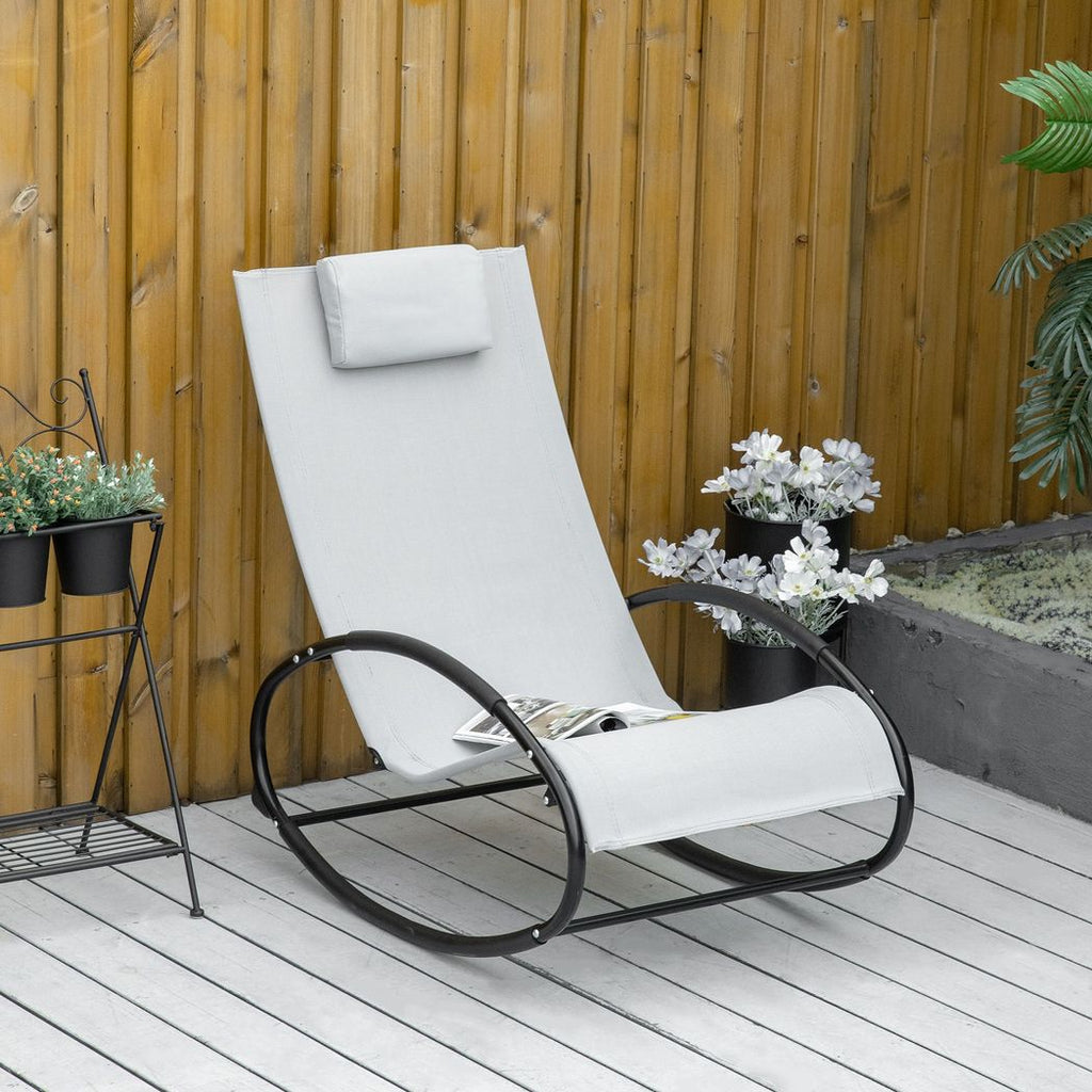 Outsunny Patio Rocking Chair Orbital Zero Gravity Seat Pool Chaise w/ Pillow - anydaydirect