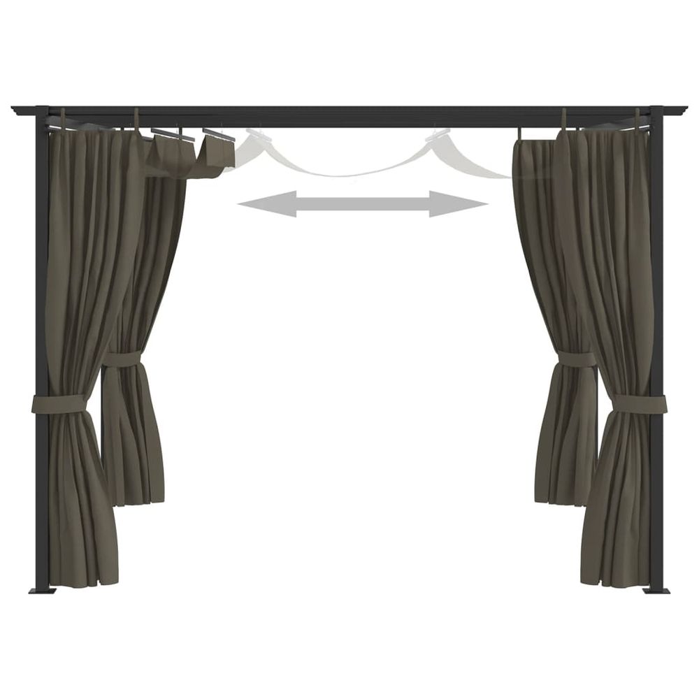Gazebo with Curtains 3x3 m Taupe Steel - anydaydirect