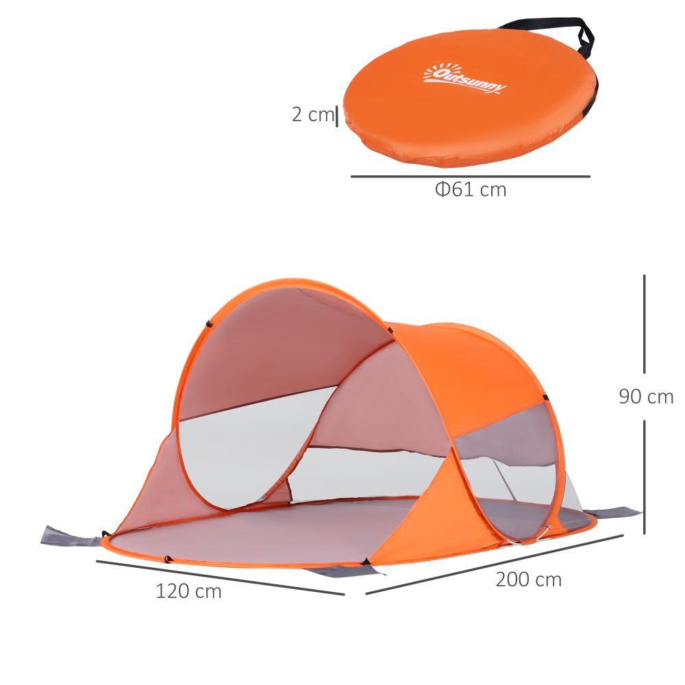Portable Automatic Pop Up Beach Tent Outdoor Camp Shelter Orange Outsunny - anydaydirect
