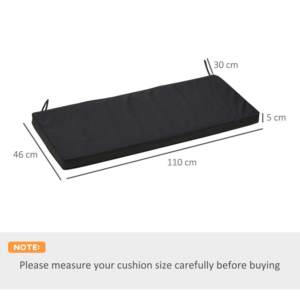 2-Seater Bench Cushion Polyester Cover Seat Pad Replacement Black - anydaydirect