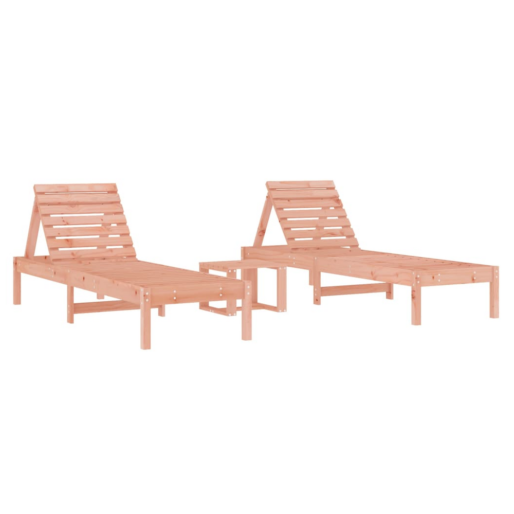 vidaXL Sun Loungers 2 pcs with Table Solid Wood Douglas - anydaydirect