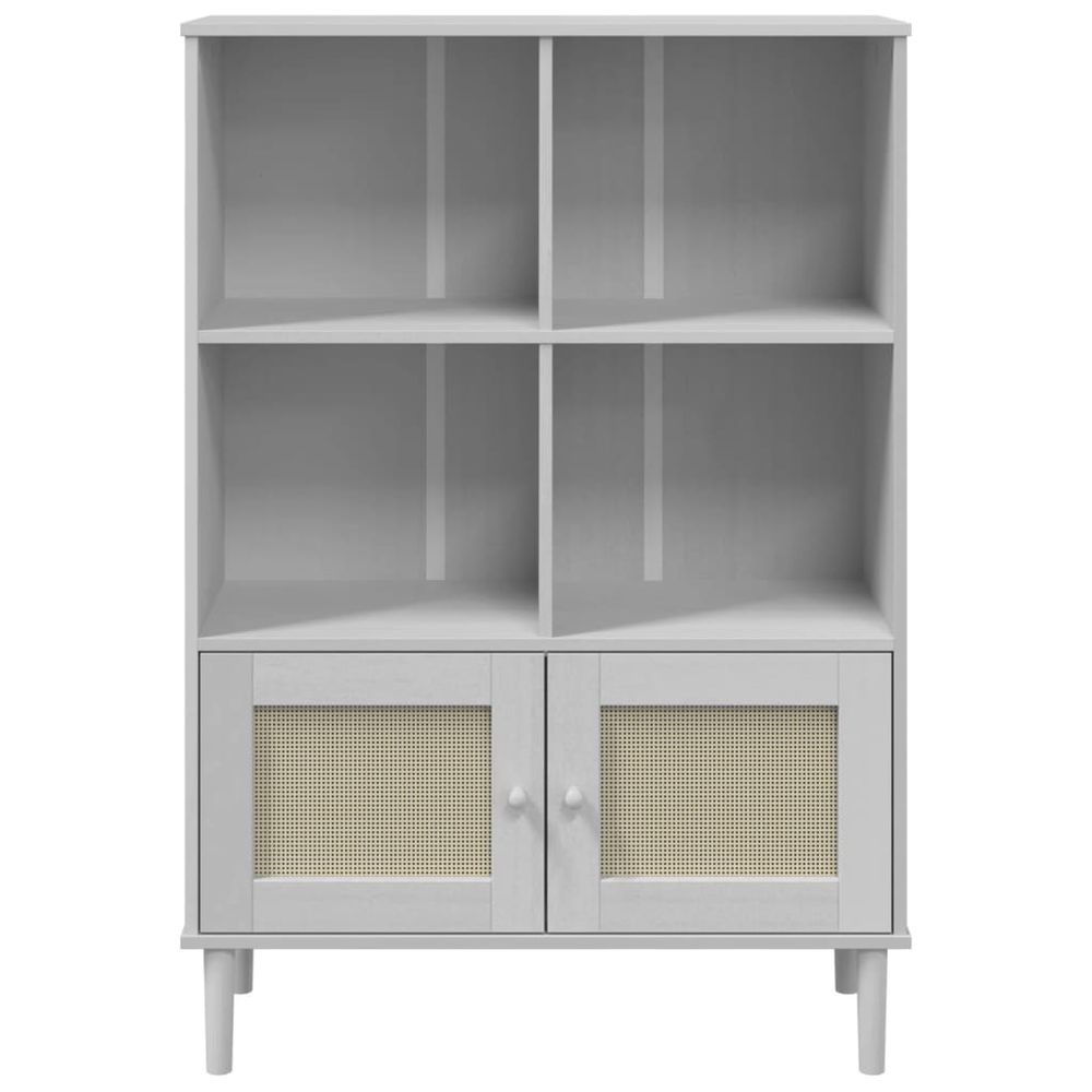 vidaXL Bookcase SENJA Rattan Look White 90x35x130 cm Solid Wood Pine - anydaydirect