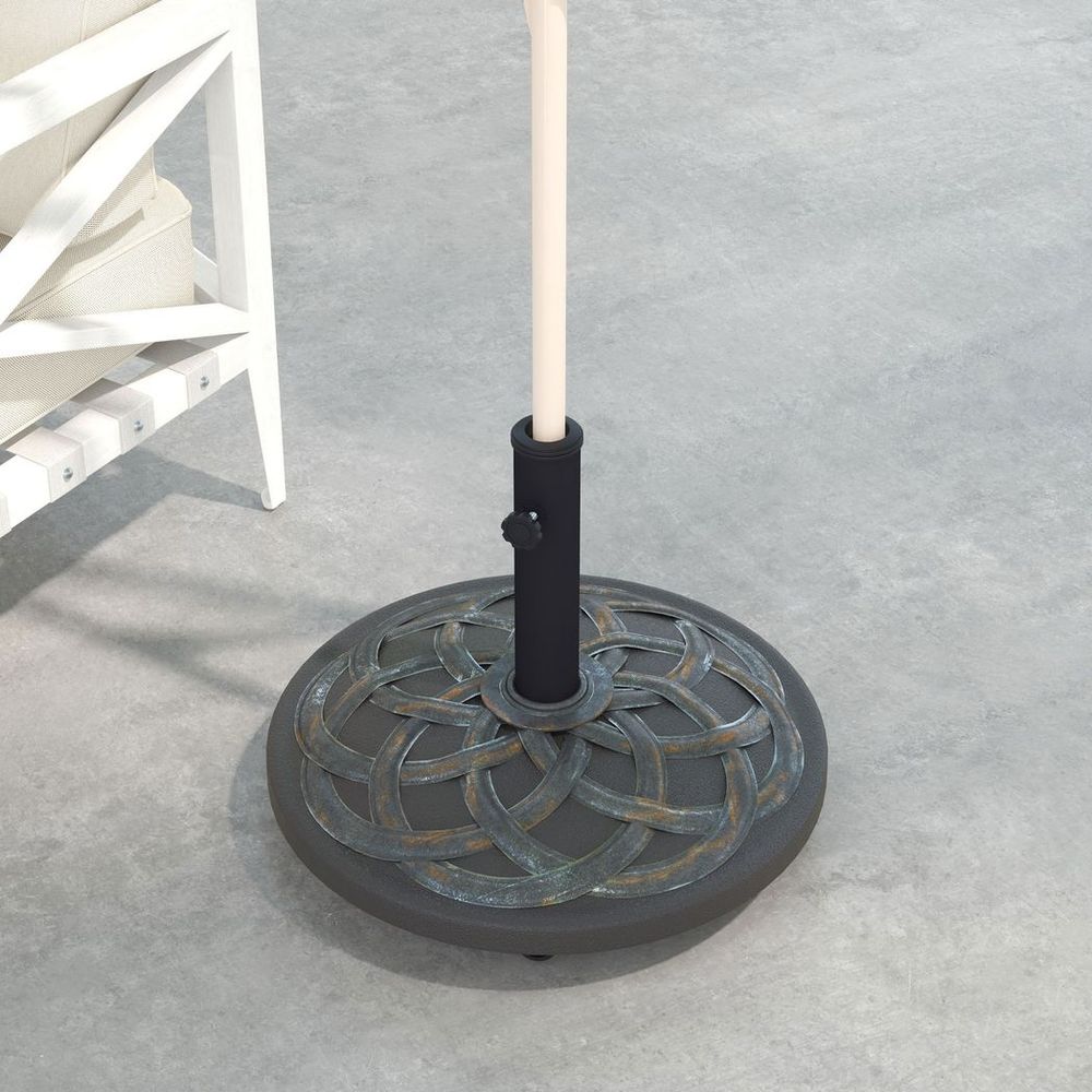 Outsunny 27kg Garden Parasol Base w/ Wheels Concrete Umbrella Stand Bronze Tone - anydaydirect