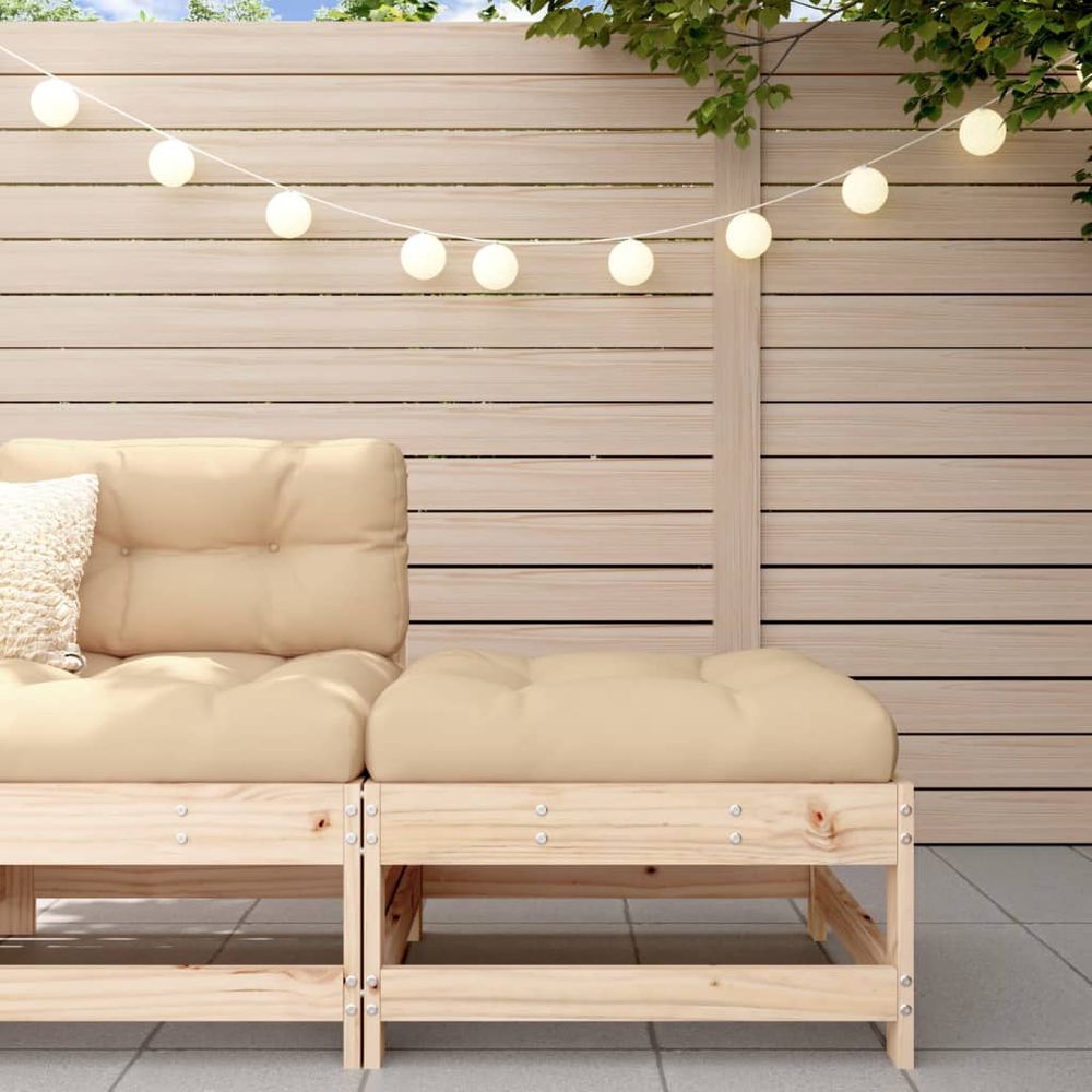 vidaXL Garden Footstool with Cushion Solid Wood Pine - anydaydirect