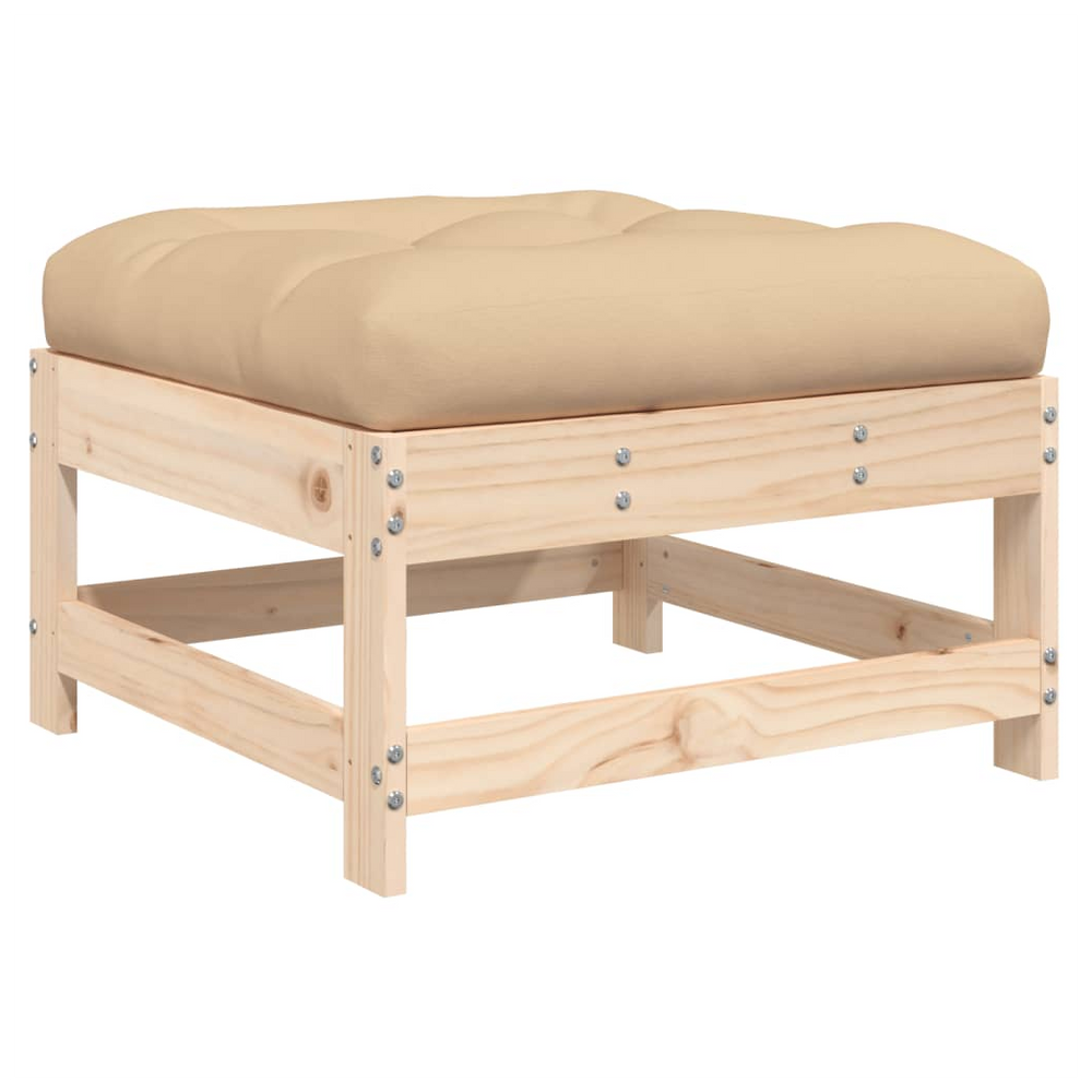 vidaXL Garden Footstool with Cushion Solid Wood Pine - anydaydirect