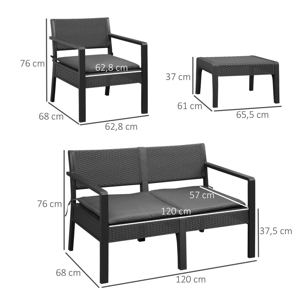 Garden PP Rattan Style Sofa Set, 4 PCS - anydaydirect