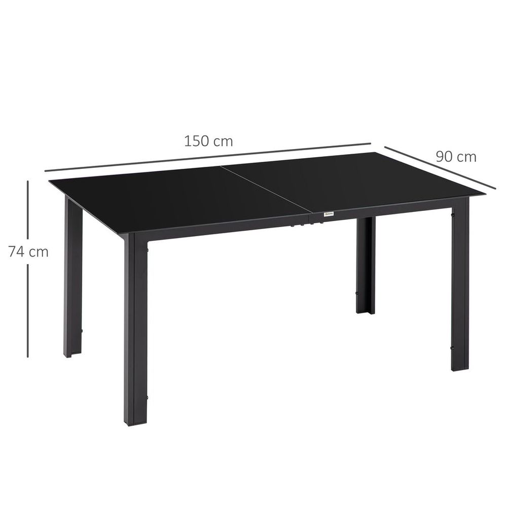 Outsunny Outdoor Dining Table for 6 Patio Table with Glass Tabletop Black - anydaydirect