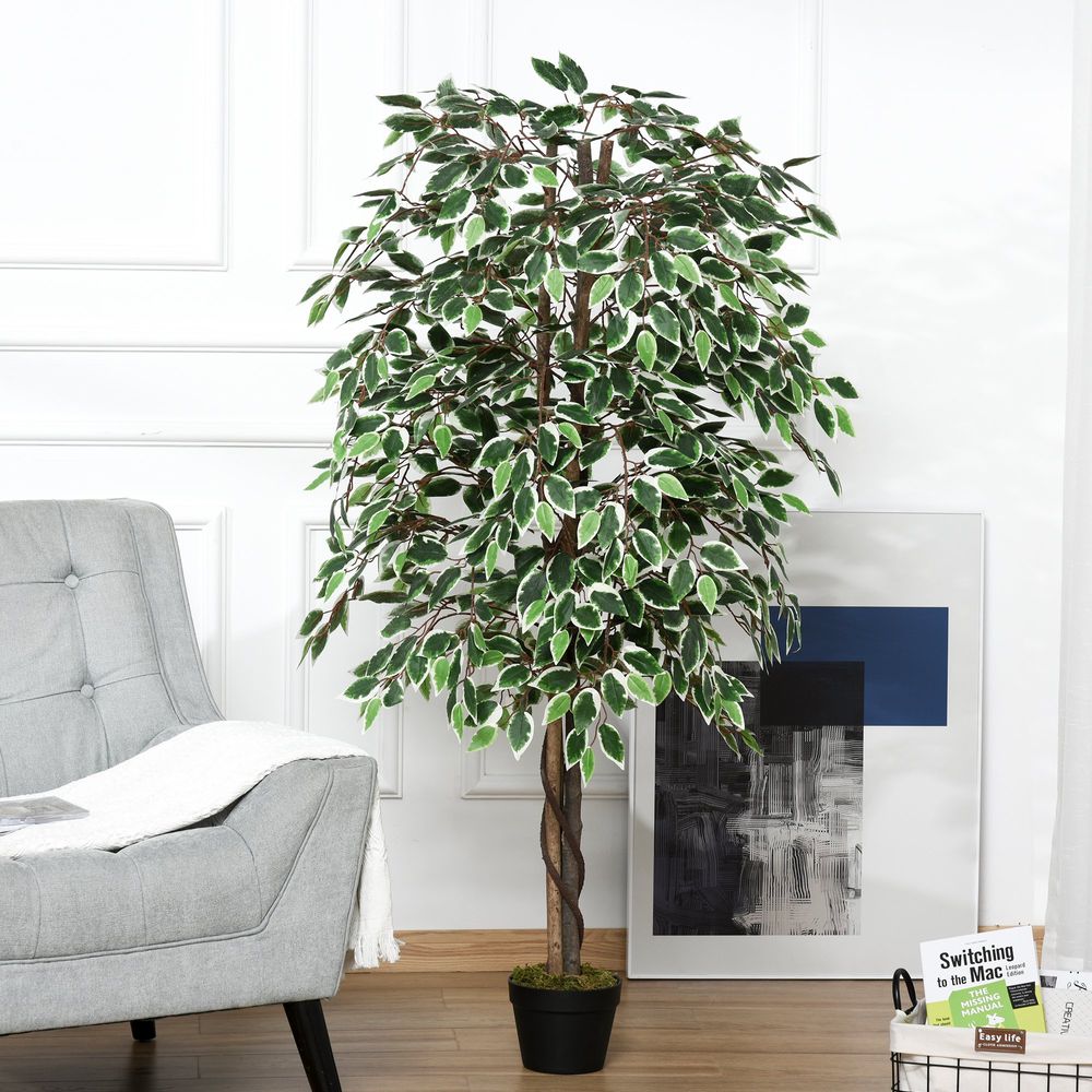Artificial Ficus Silk Tree with Nursery Pot, Decorative Fake Plant, 160cm - anydaydirect