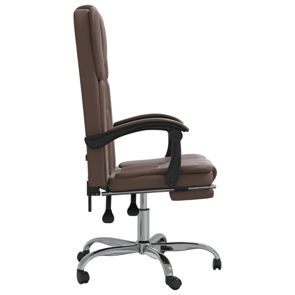 Reclining Office Chair Brown Faux Leather - anydaydirect