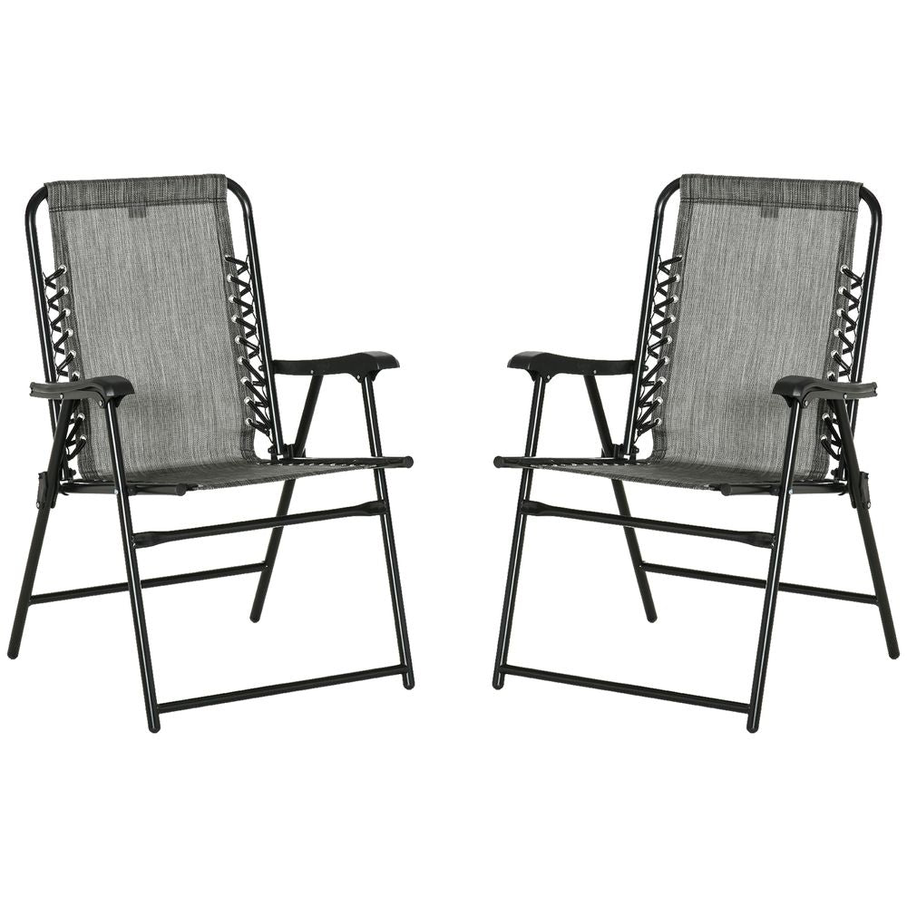 Set of 2 Patio Folding Dining Chair Set Garden Outdoor Grey - anydaydirect