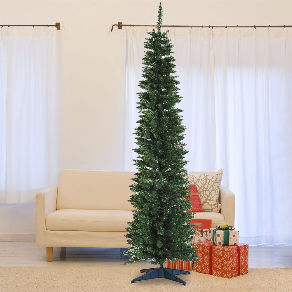 1.8m 6ft Artificial Pine Pencil Slim Tall Christmas Tree with 390 Branch Tips - anydaydirect