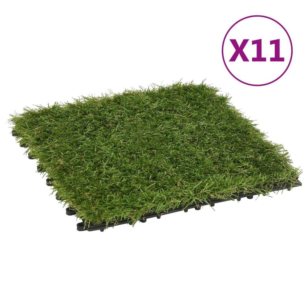 Artificial Grass Tiles 11 pcs Green 30x30 cm - anydaydirect