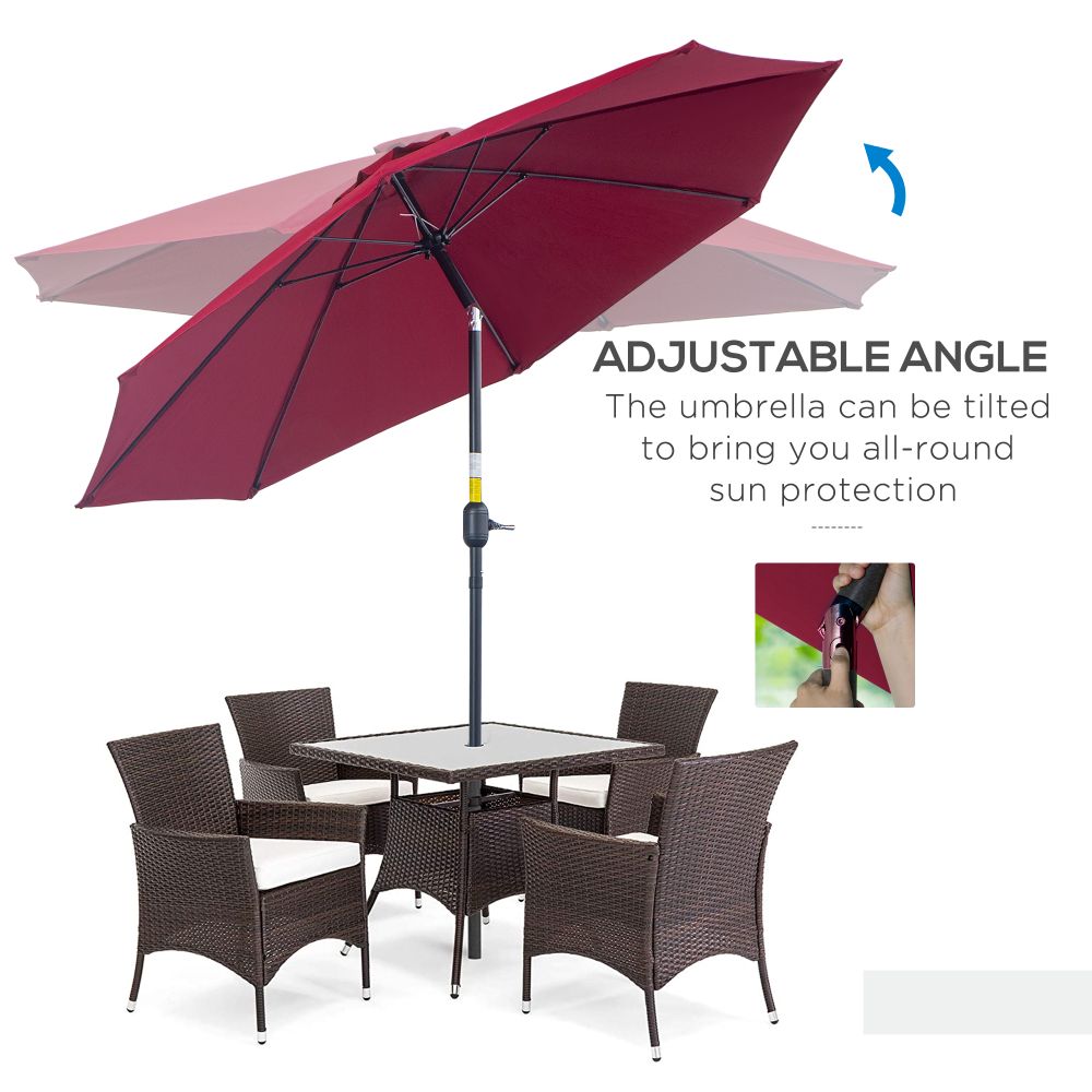 Outsunny ?2.6M Umbrella Parasol-Red - anydaydirect