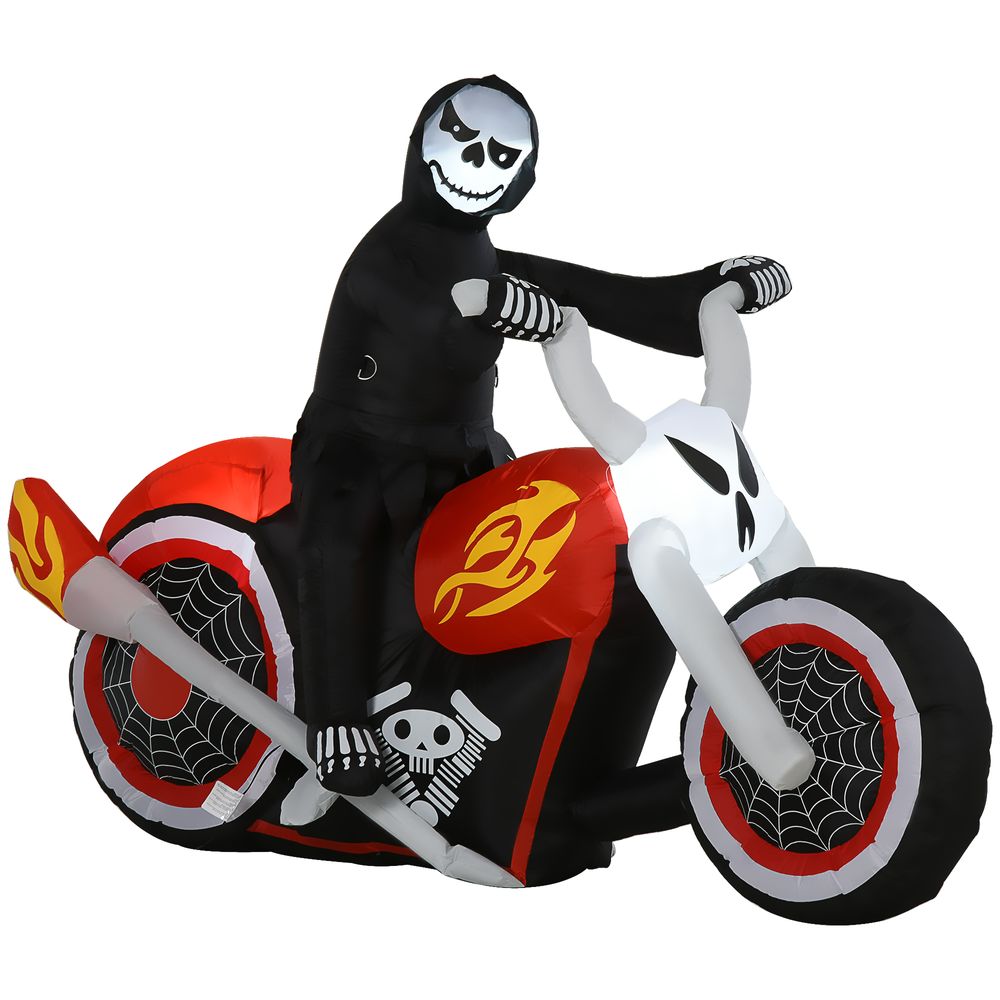 1.2m Inflatable Grim Reaper Motorcycle Halloween Decoration Lighted HOMCOM - anydaydirect