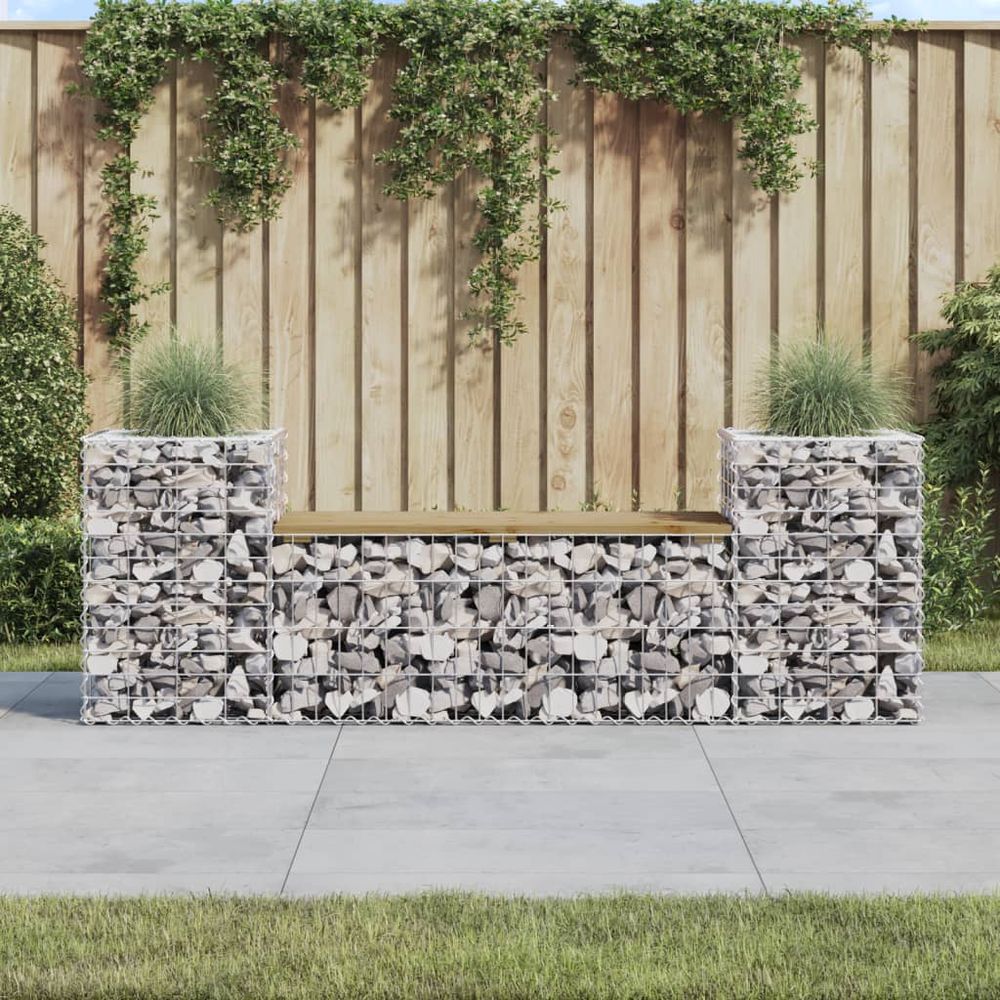 vidaXL Garden Bench Gabion Design 183x41x60.5 cm Impregnated Wood Pine - anydaydirect