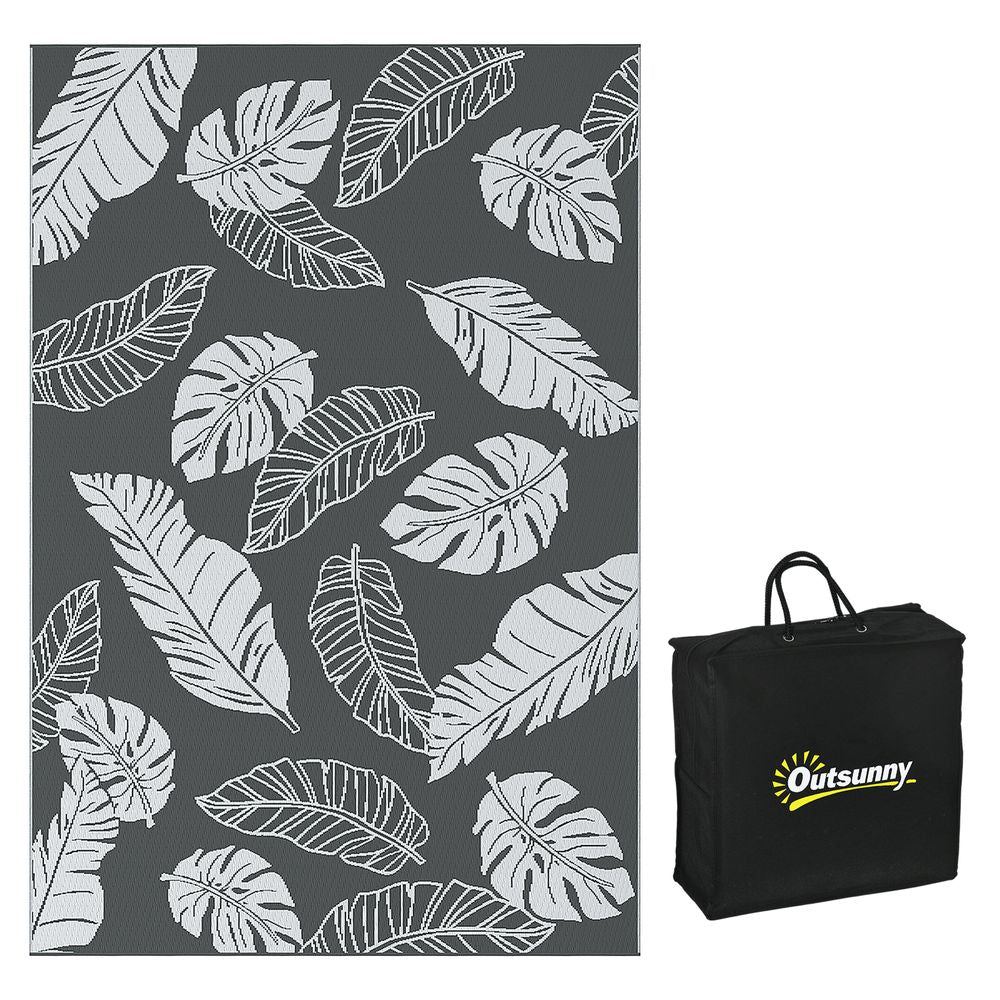 Outsunny Reversible Waterproof Outdoor Rug W/ Carry Bag, 182 x 274cm, Grey - anydaydirect
