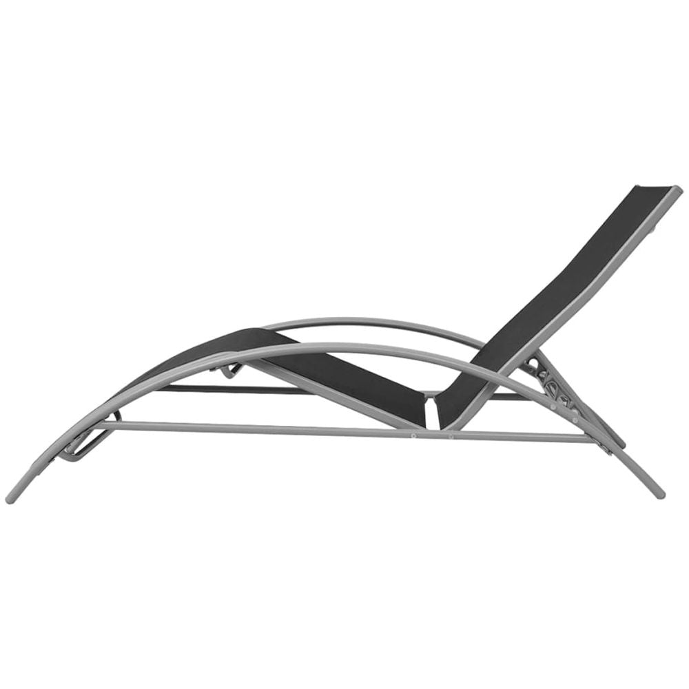 Sun Loungers with Table Aluminium Black - anydaydirect