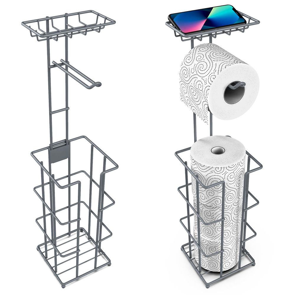 Metal Toilet Paper Roll Holder & Multifunctional Storage Rack - anydaydirect