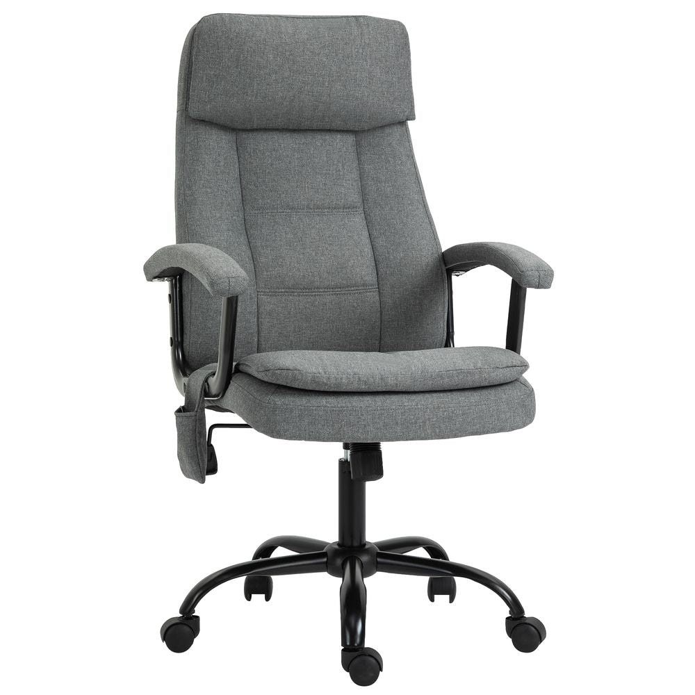 2-Point Massage Office Chair Linen-Look Fabric Adjustable Height Chair Grey - anydaydirect