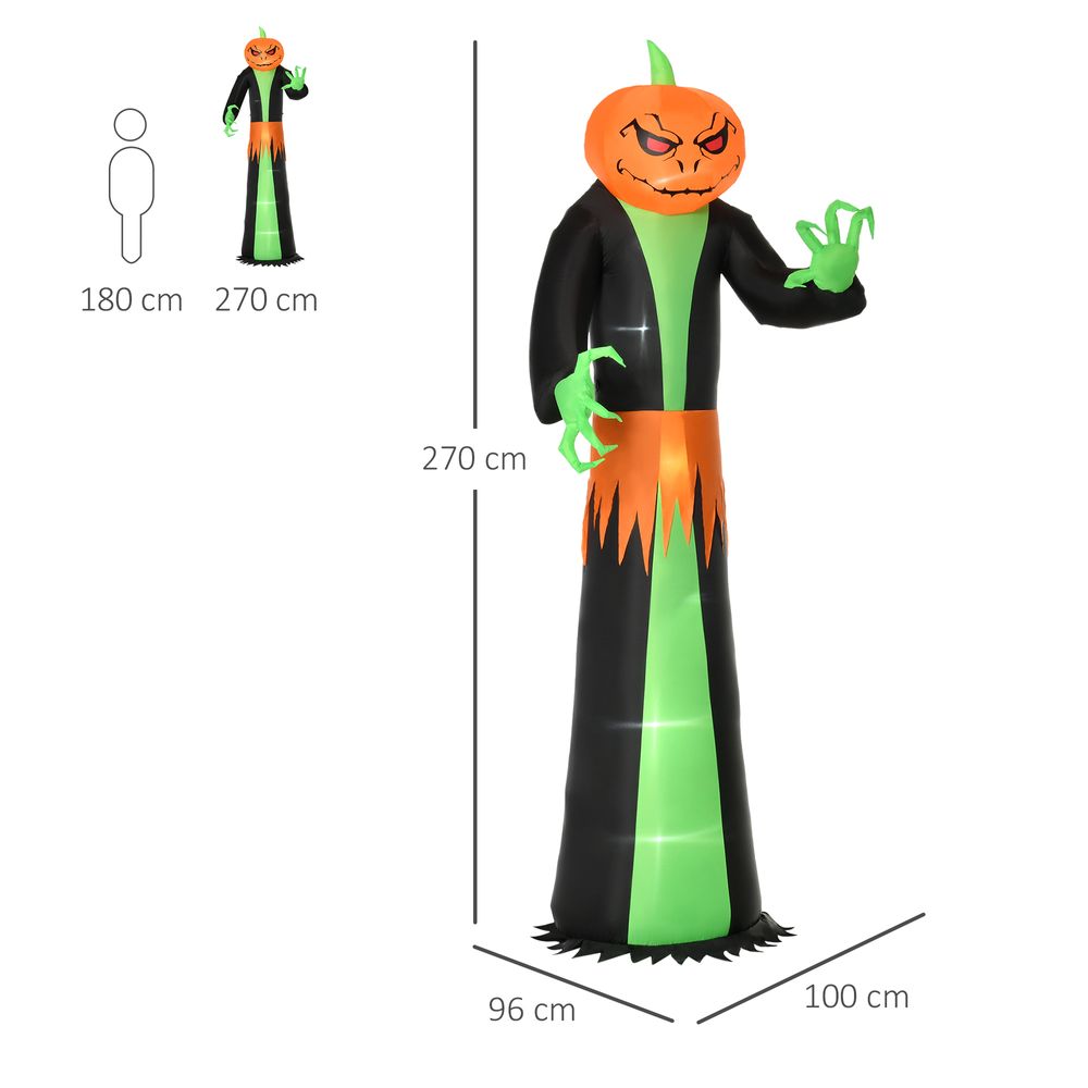 9FT Inflatable Halloween Pumpkin Ghost with Build-in LED Inflatable - anydaydirect
