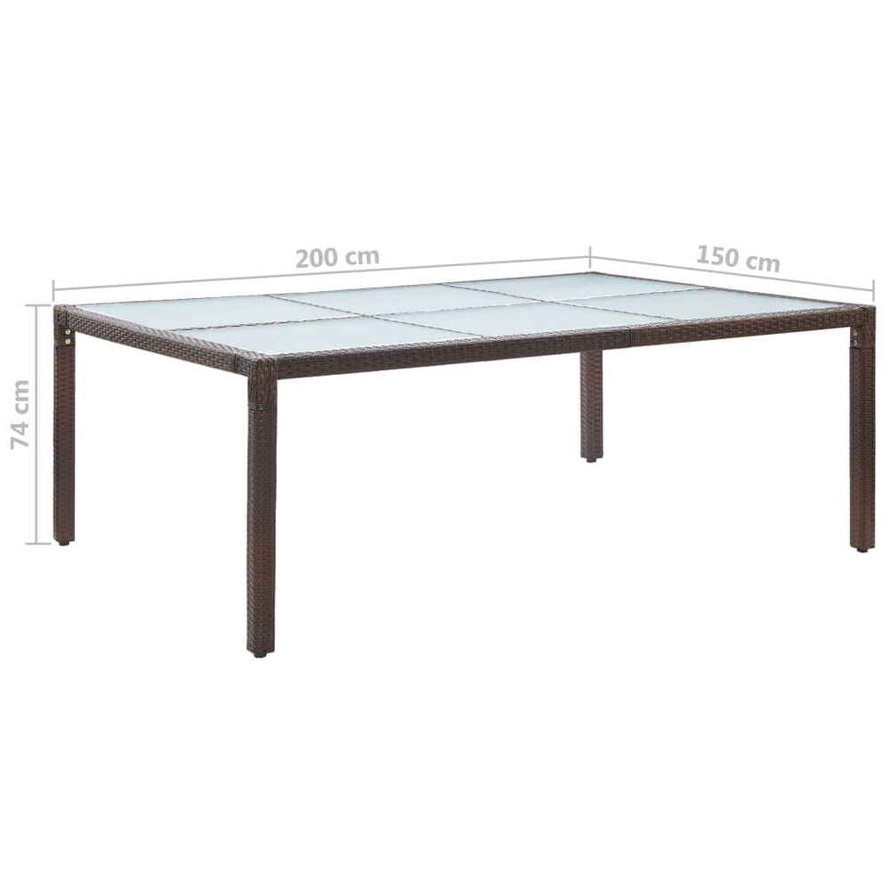 Outdoor Dining Table Brown 200x150x74 cm Poly Rattan - anydaydirect