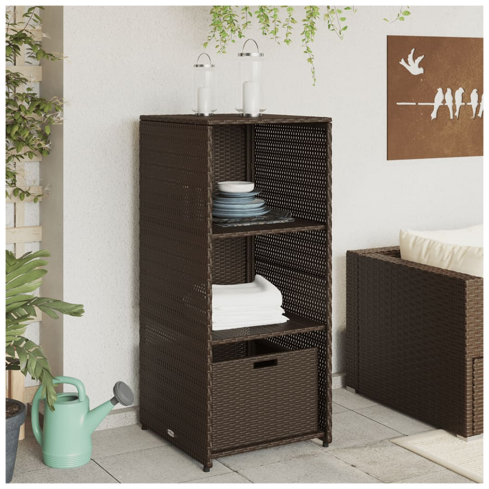 vidaXL Garden Storage Cabinet Brown 50x55x115 cm Poly Rattan - anydaydirect
