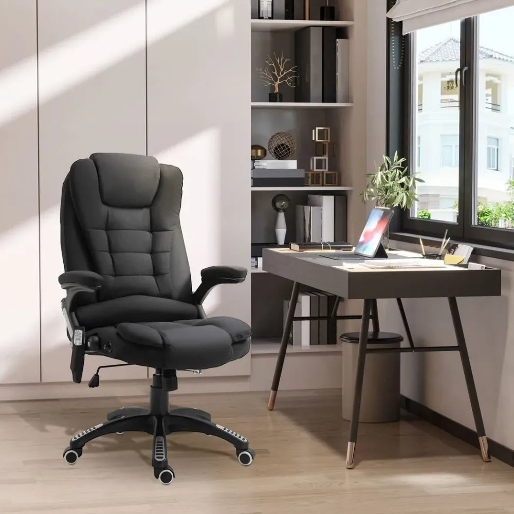 Executive Reclining Chair w/ Heating Massage Points Relaxing Headrest Black - anydaydirect