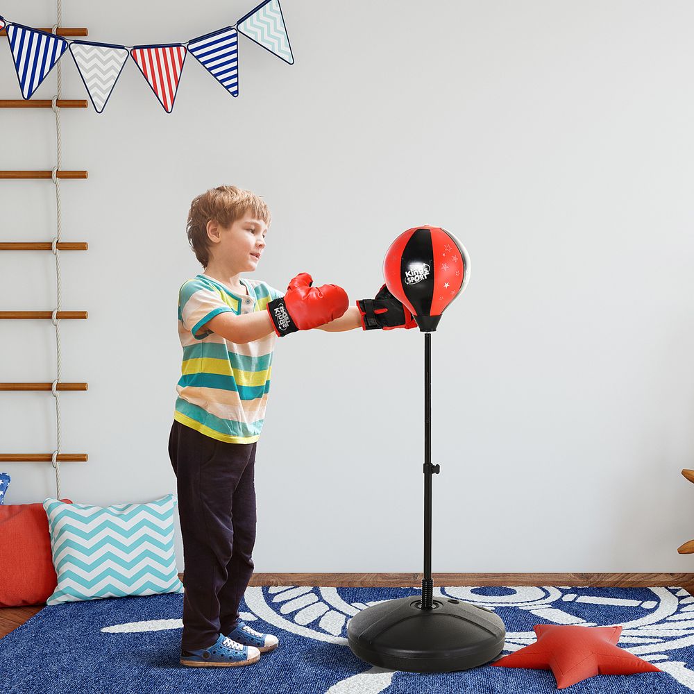 Child's Boxing Punch Ball Set Adjustable w/ Gloves Fillable Base Handle - anydaydirect