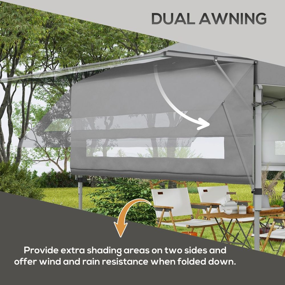 Outsunny 5 x 3(m) Pop Up Gazebo, Instant Shelter with Extend Dual Awning, Grey - anydaydirect