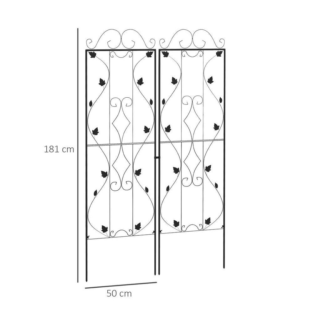 Outsunny Set of 2 Metal Trellis for Climbing Plants, Leaf Design - anydaydirect