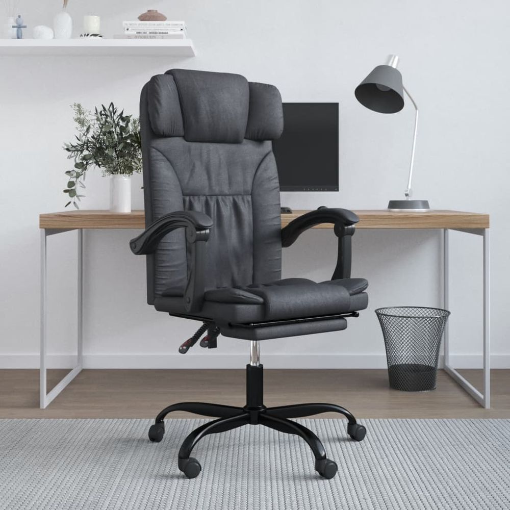 Reclining Office Chair Black Faux Leather - anydaydirect