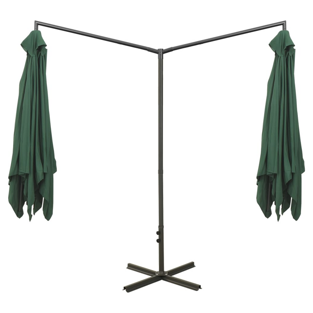 Double Parasol with Steel Pole Green 600x300 cm - anydaydirect