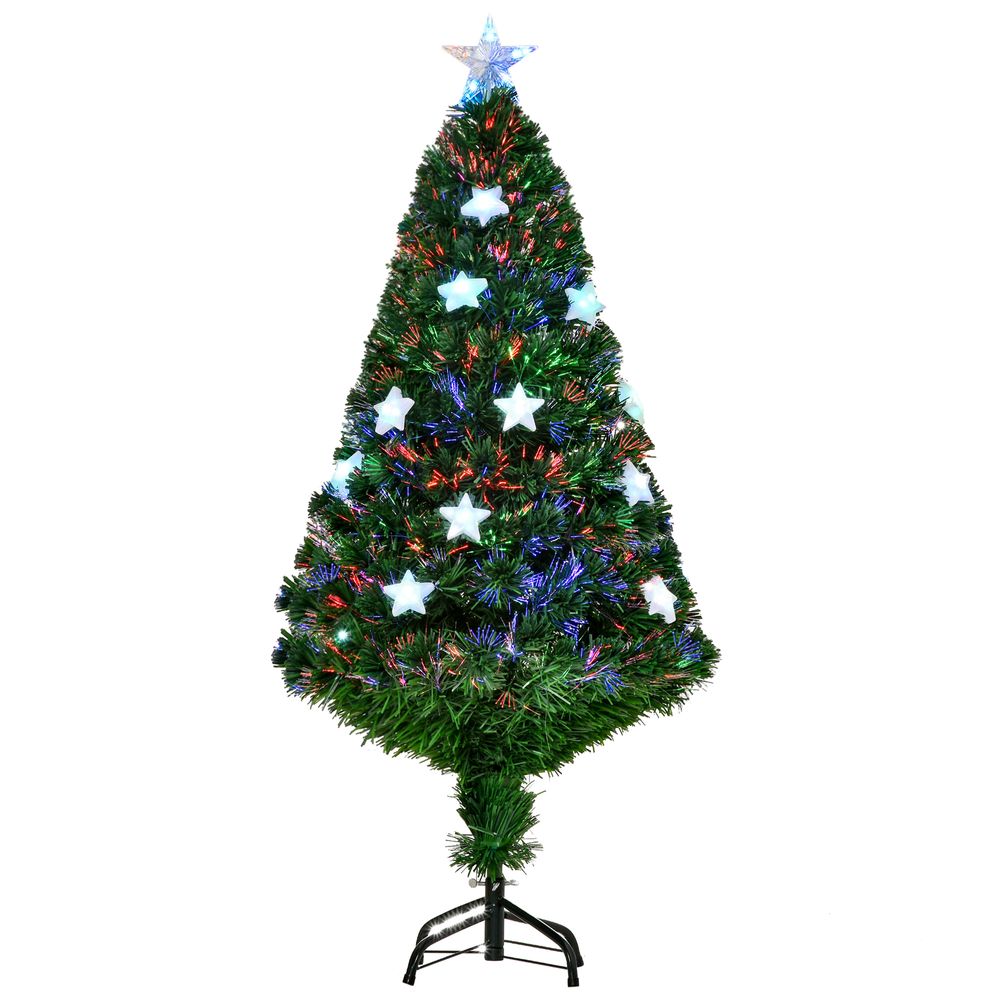4FT Prelit Artificial Christmas Tree Fibre Star Xmas LED Light Indoor Green - anydaydirect