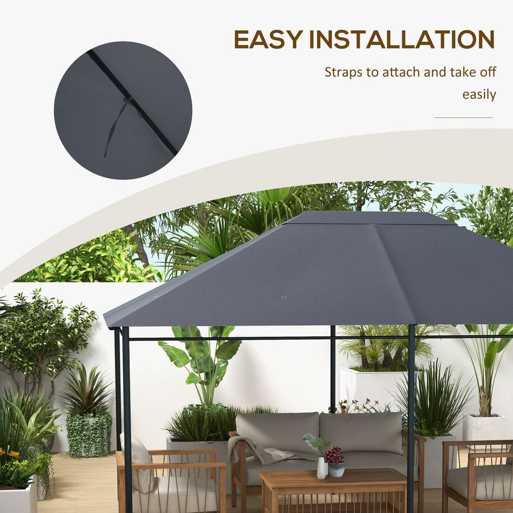 Outsunny 3 x 4m Gazebo Canopy Replacement Gazebo Roof Cover, Dark Grey - anydaydirect