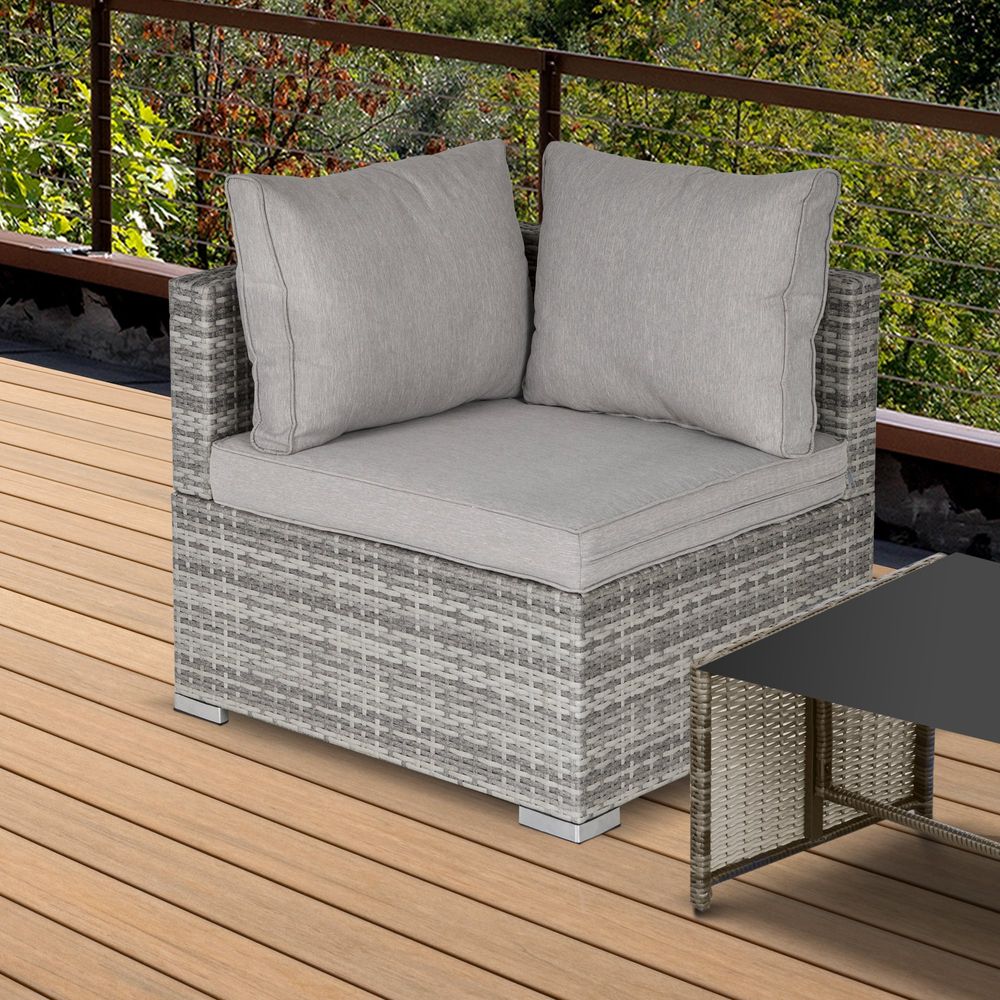 PE Rattan Wicker Corner Sofa Garden Furniture Single Sofa Chair w/ Cushions - anydaydirect