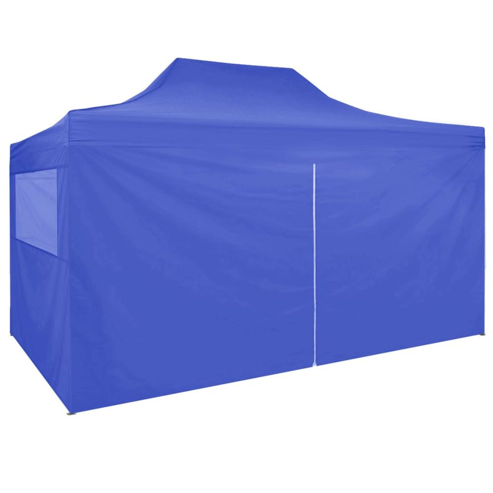 Professional Folding Party Tent with 4 Sidewalls 3x4 m Steel Blue - anydaydirect