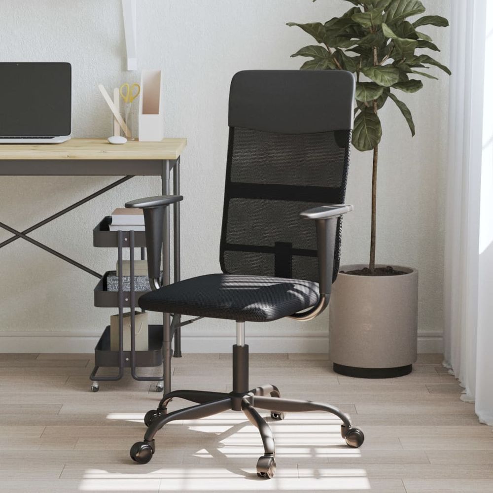 vidaXL Office Chair Black Mesh Fabric and Faux Leather - anydaydirect