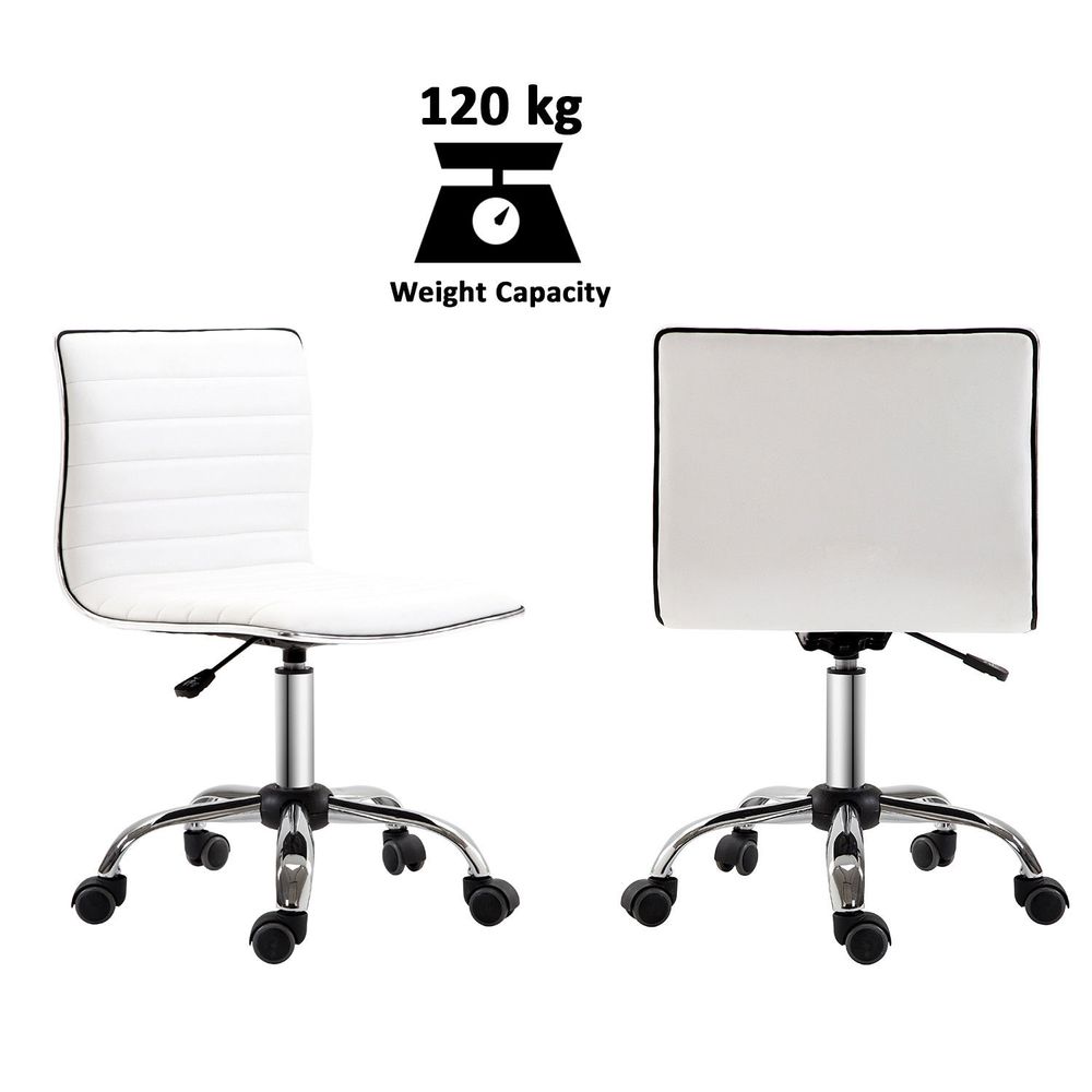 Armless Mid-Back Adjustable Office Chair  360 Swivel Ergonomic White HOMCOM - anydaydirect