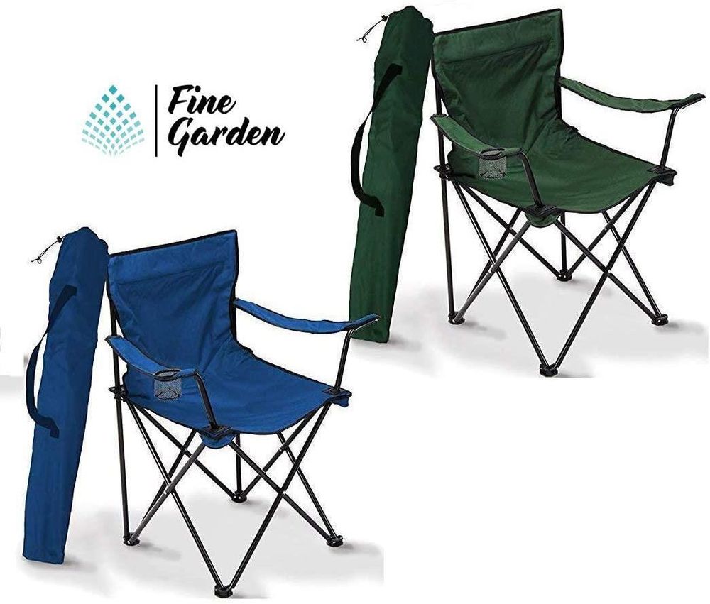 Folding Camping Chair, Lightweight, Fishing Beach With Cup Holder Blue - anydaydirect