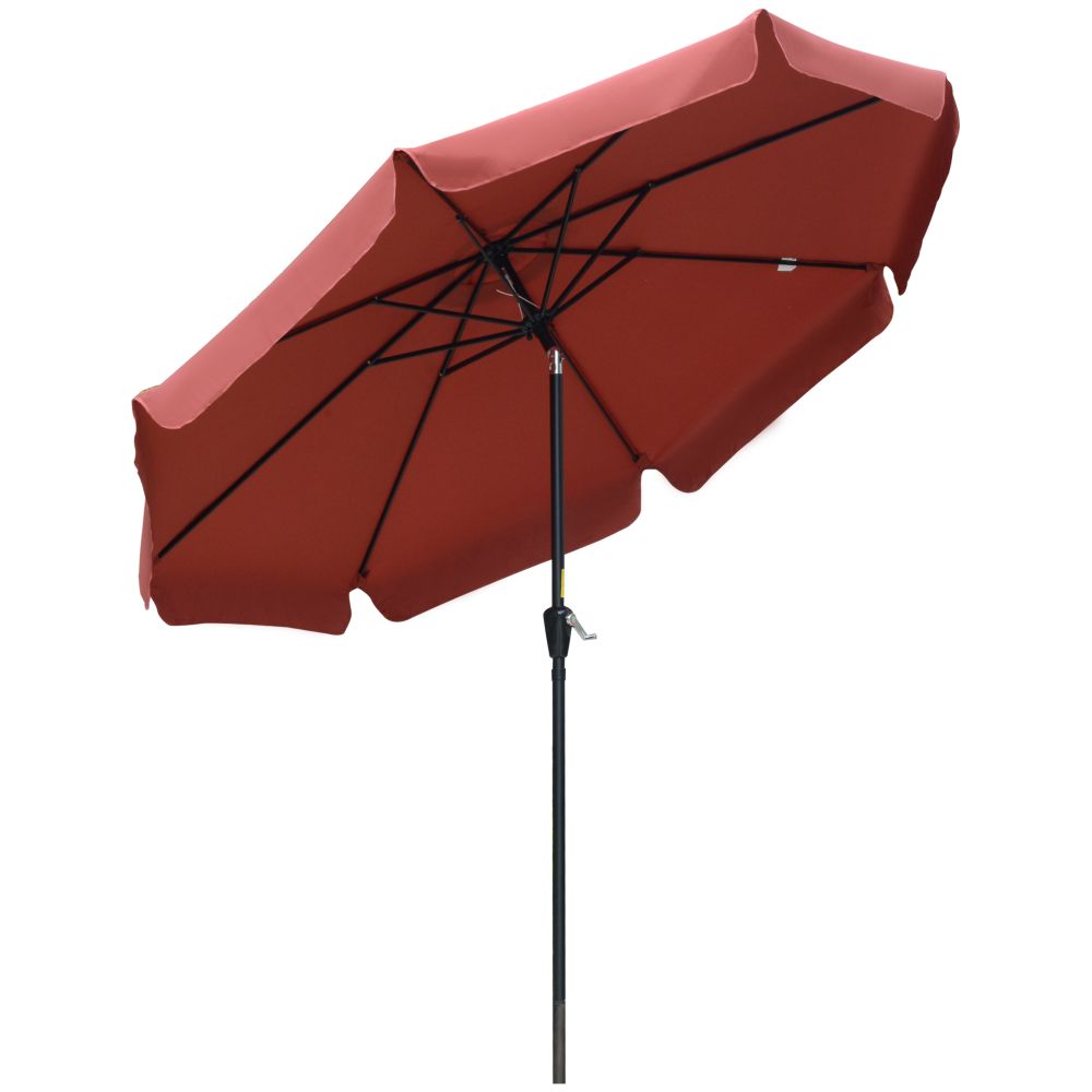 2.66m Patio Umbrella Garden Parasol Wine Red - anydaydirect
