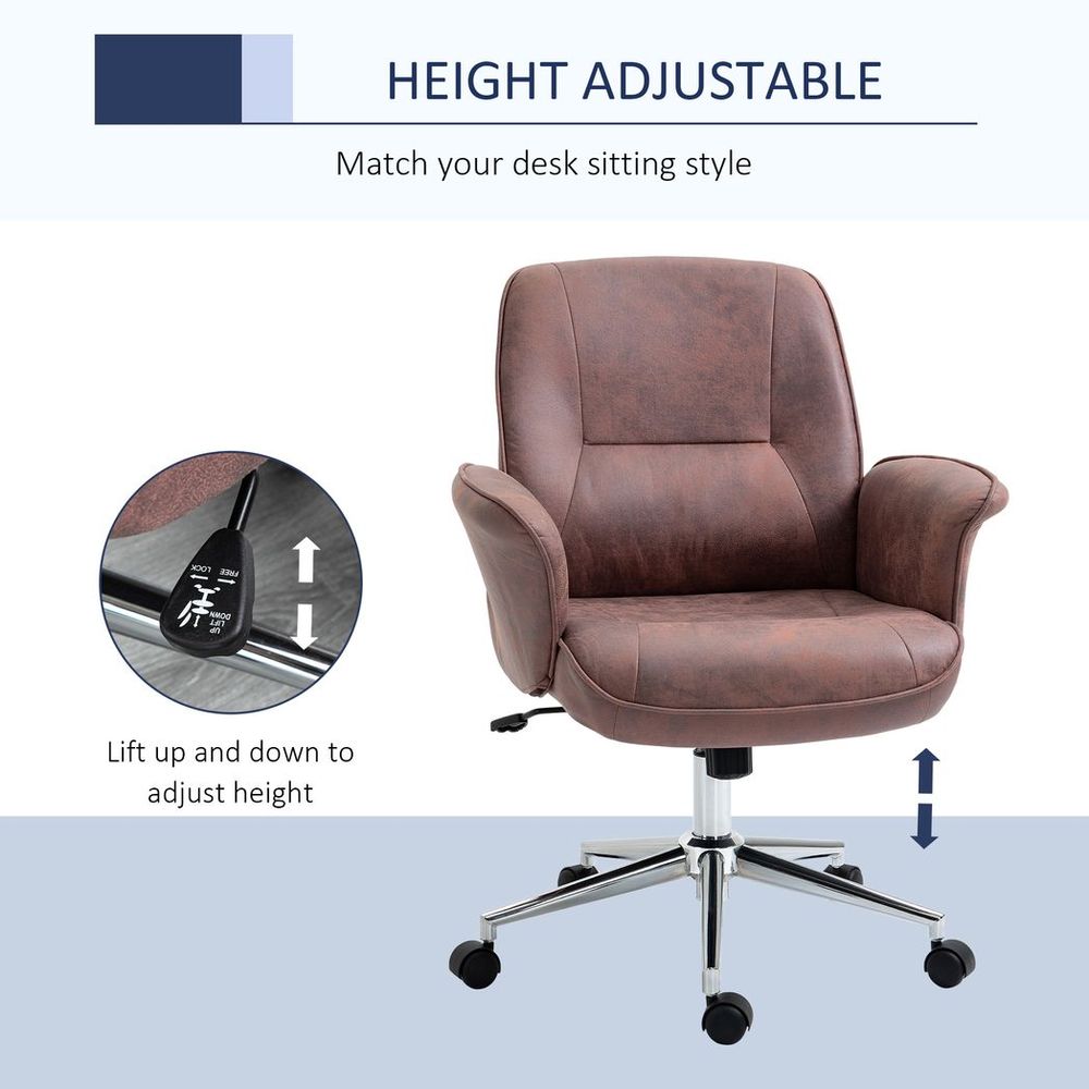 Microfibre Office Chair Desk Chair with Swivel Wheels Tilt Function, Red - anydaydirect