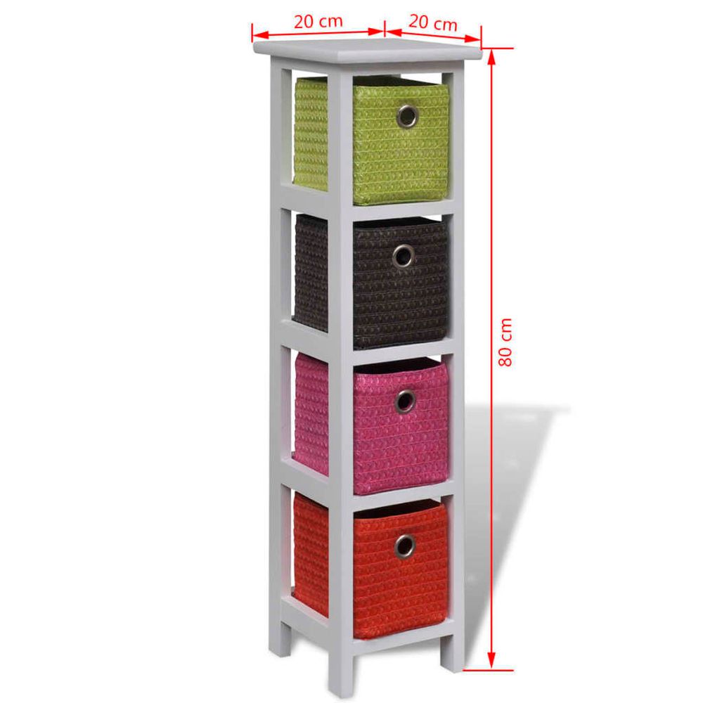 Storage Rack with Multi-colour Baskets Paulownia Wood - anydaydirect