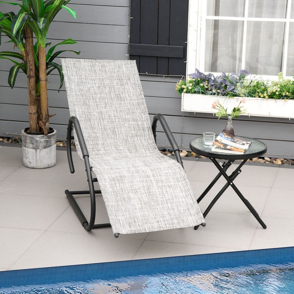 Outsunny Sun Lounger for Sunbathing, Reclining Rocking Chaise Lounge Chair - anydaydirect
